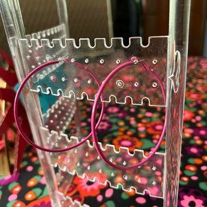 Vintage 1970 Hot Pink Hoop Earrings